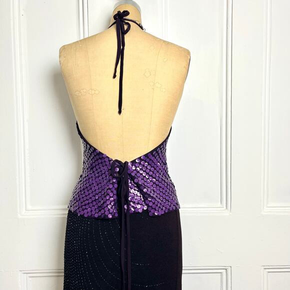 Espaço Fashion purple halter top with sequin circles going out top glam festive - Picture 5 of 7